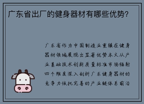 广东省出厂的健身器材有哪些优势？